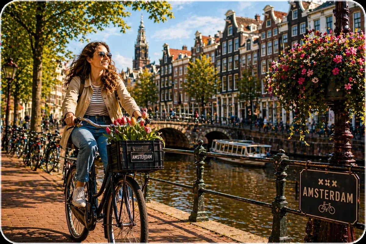 Adventure Quest card artwork for the Bike Through Amsterdam adventure.