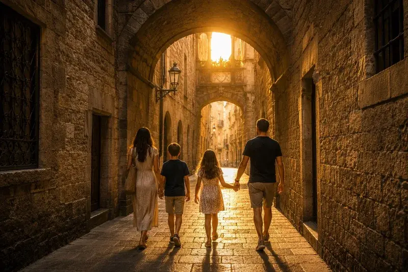Adventure Quest artwork for the “Two Thousand Years of Walking” mission in Gothic Quarter Explorer.