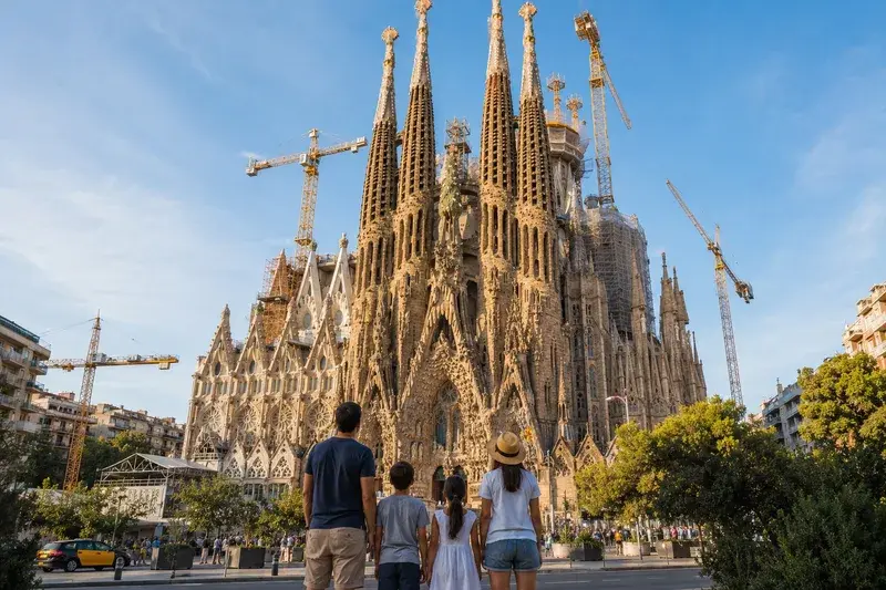Adventure Quest artwork for the “Still Being Built” mission in Sagrada Família Explorer.
