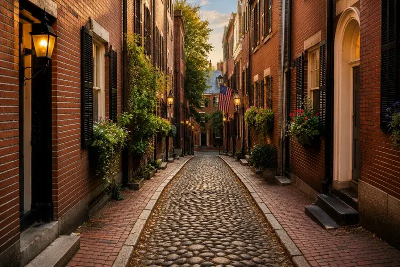 Adventure Quest artwork for the “The Acorn Street” mission in Beacon Hill & Boston Common Explorer.