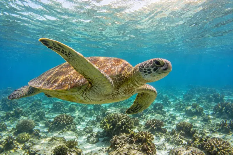 Adventure Quest artwork for the “Sea Turtle Crossing” mission in Pennekamp Reef Explorer.