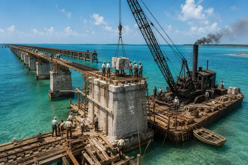 Adventure Quest artwork for the “Building Across the Sea” mission in Seven Mile Bridge Explorer.