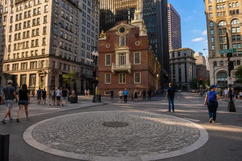 Adventure Quest artwork for the “The Boston Massacre Site” mission in Freedom Trail Explorer.