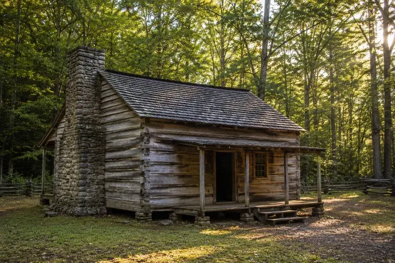 Adventure Quest artwork for the “John Oliver Cabin” mission in Cades Cove Loop.