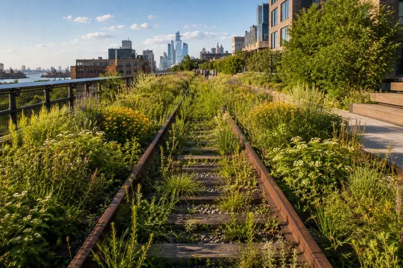 Adventure Quest artwork for the “The Railroad That Refused to Die” mission in The High Line & Chelsea Explorer.