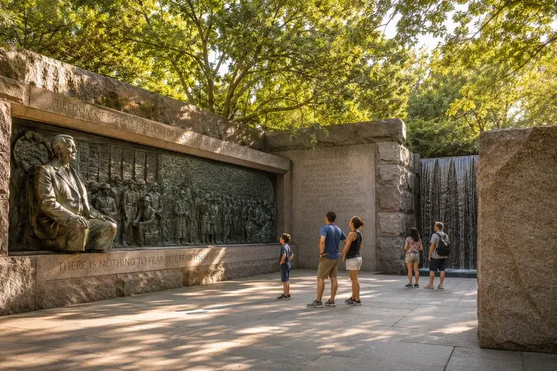 Adventure Quest artwork for the “FDR's Four Freedoms” mission in The Mall & Memorials.
