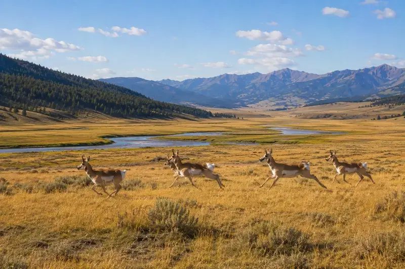 Adventure Quest artwork for the “Pronghorn Speed” mission in Lamar Valley.