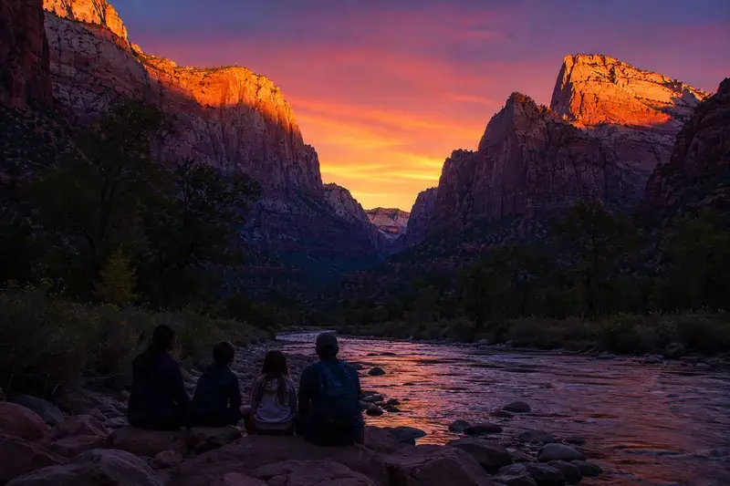 Adventure Quest artwork for the “The Canyon at Dusk” mission in Zion Canyon Floor.