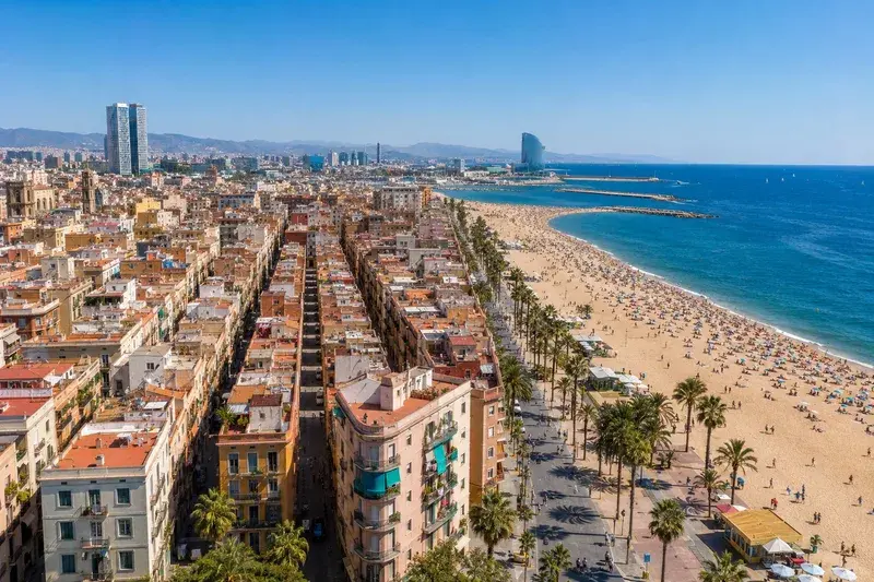 Adventure Quest artwork for the “Barceloneta Beach” mission in Barcelona Highlights Explorer.