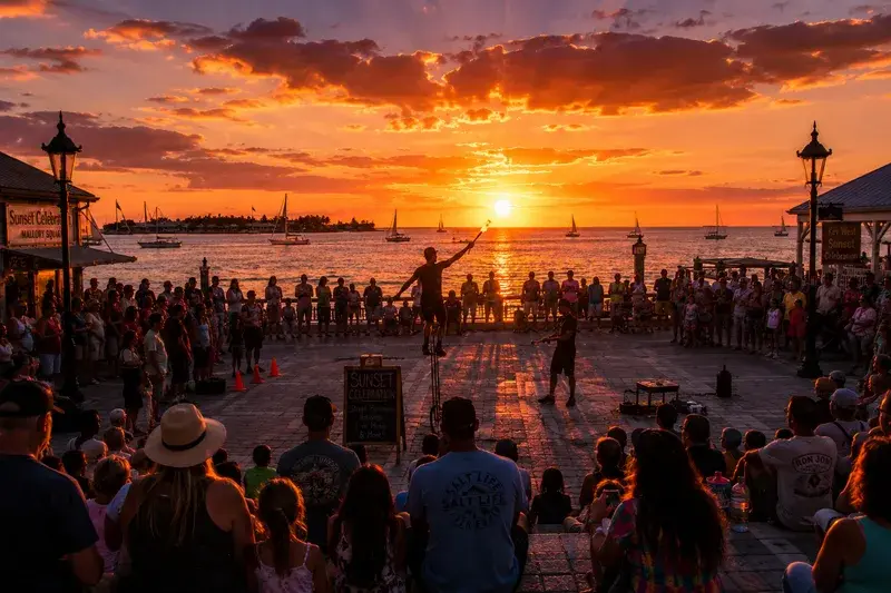 Adventure Quest artwork for the “Sunset at Mallory Square” mission in Key West Explorer.